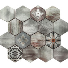 Aluminum Hexagon Mosaic Silver Grey Bathroom Wall Aluminum Mosaic